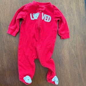 Valentines Day Carter's Red Footed Onesie with Bear Accents